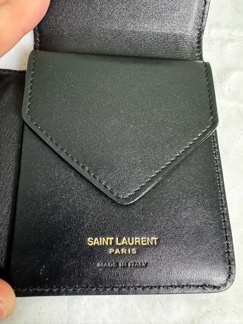Saint Laurent YSL Jamie Bicolor Folded Wallet Black & White Leather - Picture 7 of 9
